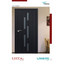 Black Lacquered Molded Interior Door with Decorative Colored Glass